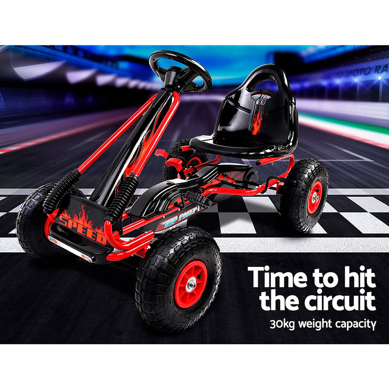 Kids Racing Style Pedal Go Kart / Billy Kart with Rubber Pneumatic Tyres (red)