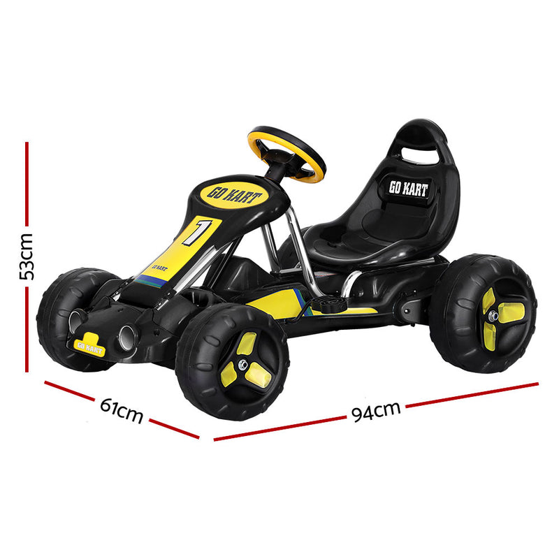 Kids Racing Style Pedal Go Kart / Billy Cart with Plastic Tyres (Black/Yellow)