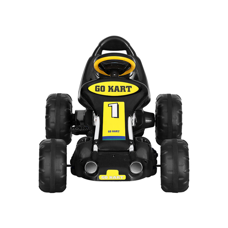 Kids Racing Style Pedal Go Kart / Billy Cart with Plastic Tyres (Black/Yellow)