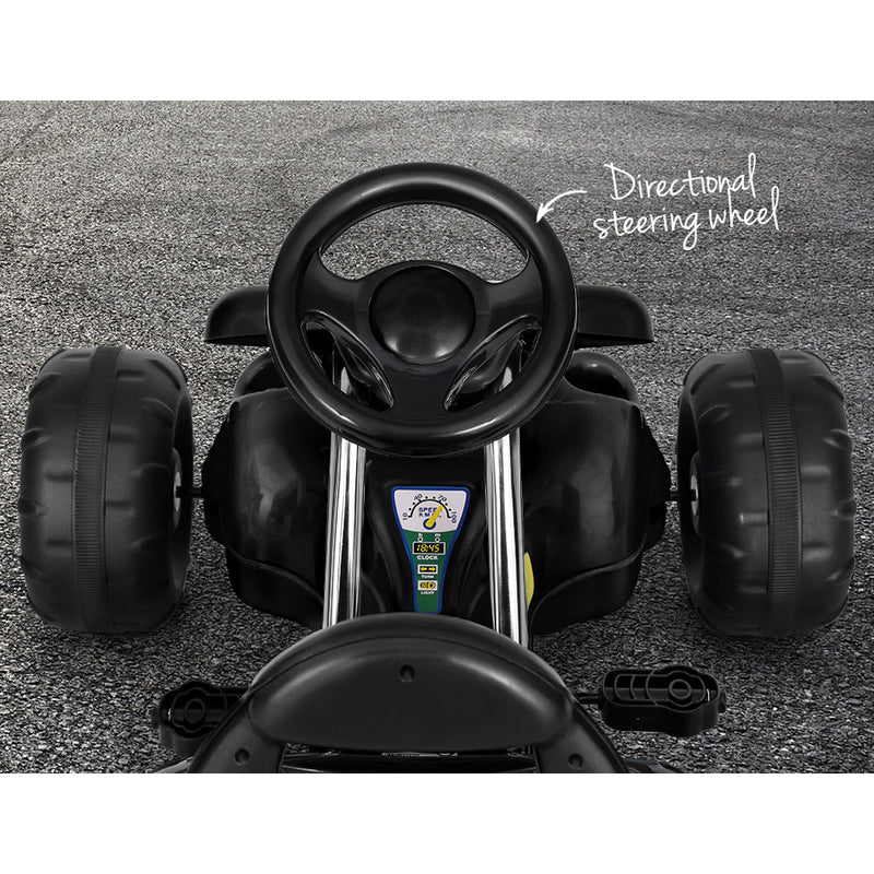 Kids Racing Style Pedal Go Kart / Billy Cart with Plastic Tyres (Black/Yellow)