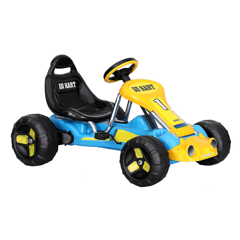 Kids Racing Style Pedal Go Kart / Billy Cart with Plastic Tyres (Blue/Yellow)