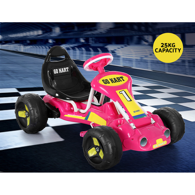 Kids Racing Style Pedal Go Kart / Billy Cart with Plastic Tyres (Pink)