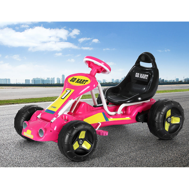Kids Racing Style Pedal Go Kart / Billy Cart with Plastic Tyres (Pink)