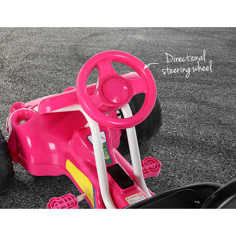 Kids Racing Style Pedal Go Kart / Billy Cart with Plastic Tyres (Pink)