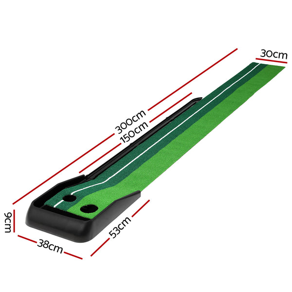 3 Metre Golf Indoor Putting Practice Mat with Auto Return