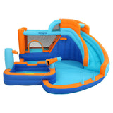 Kids Inflatable Splash Fun Park with Slide, Water Cannon, Basketball Hoop & Ring Toss