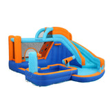 Kids Inflatable Splash Fun Park with Slide, Water Cannon, Basketball Hoop & Ring Toss