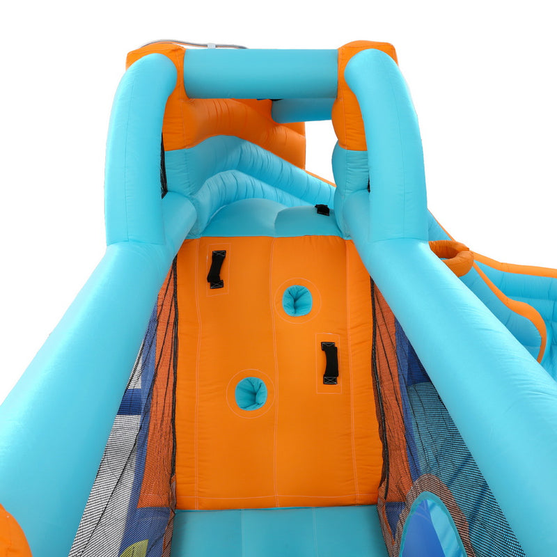 Kids Inflatable Splash Fun Park with Slide, Water Cannon, Basketball Hoop & Ring Toss
