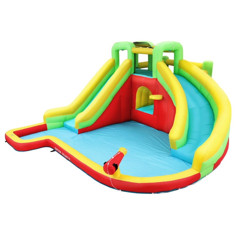 Kids Inflatable Water Park with Slide, Jumping Castle & Water Cannon