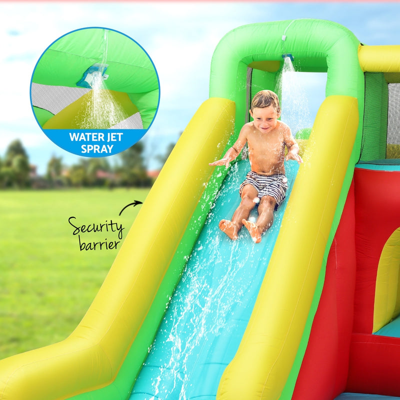 Kids Inflatable Water Park with Slide, Jumping Castle & Water Cannon