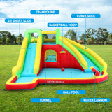 Kids Inflatable Water Park with Slide, Jumping Castle & Water Cannon