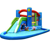 Kids Inflatable Water Play Splash Park with Slide, Jumping Castle and Basketball Hoop