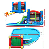 Kids Inflatable Water Play Splash Park with Slide, Jumping Castle and Basketball Hoop