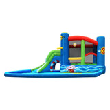 Kids Inflatable Water Play Splash Park with Slide, Jumping Castle and Basketball Hoop