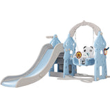 Slide & Panda Swing Set with Basketball Hoop and Ring Toss (Blue)