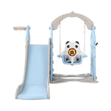 Slide & Panda Swing Set with Basketball Hoop and Ring Toss (Blue)