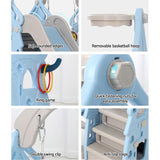 Slide & Panda Swing Set with Basketball Hoop and Ring Toss (Blue)