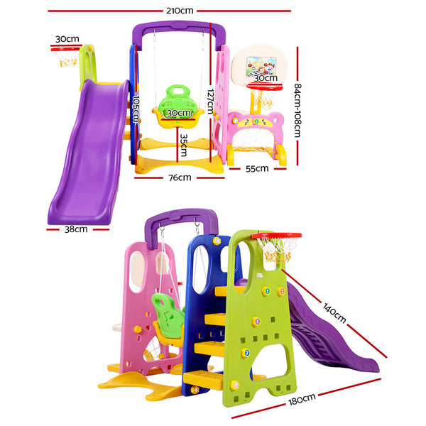 Slide & Swing Set with 2 Basketball Hoops and Soccer Goal