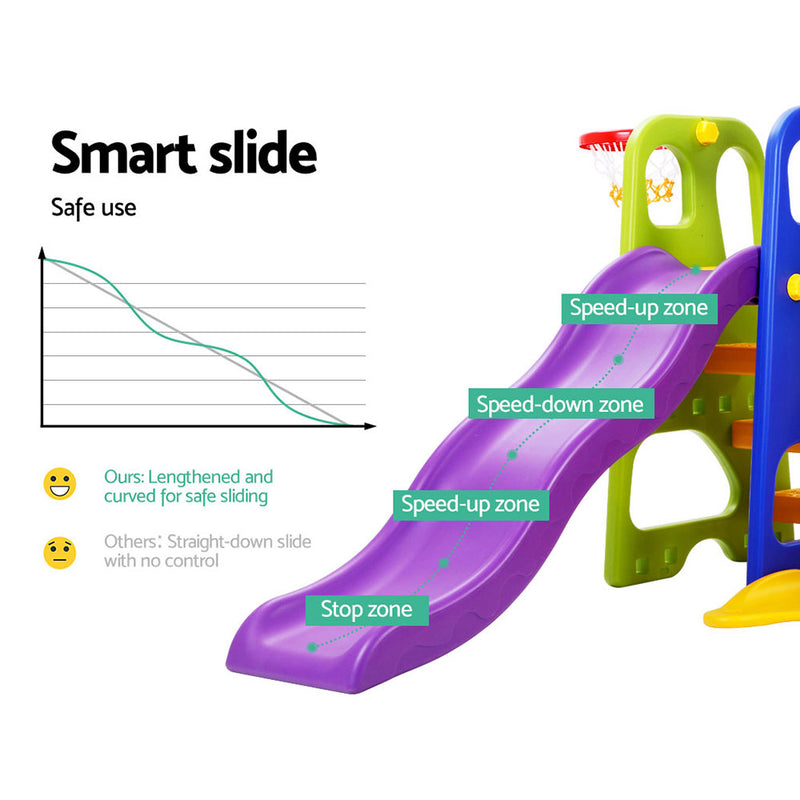 Slide & Swing Set with 2 Basketball Hoops and Soccer Goal