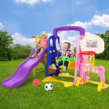 Slide & Swing Set with 2 Basketball Hoops and Soccer Goal