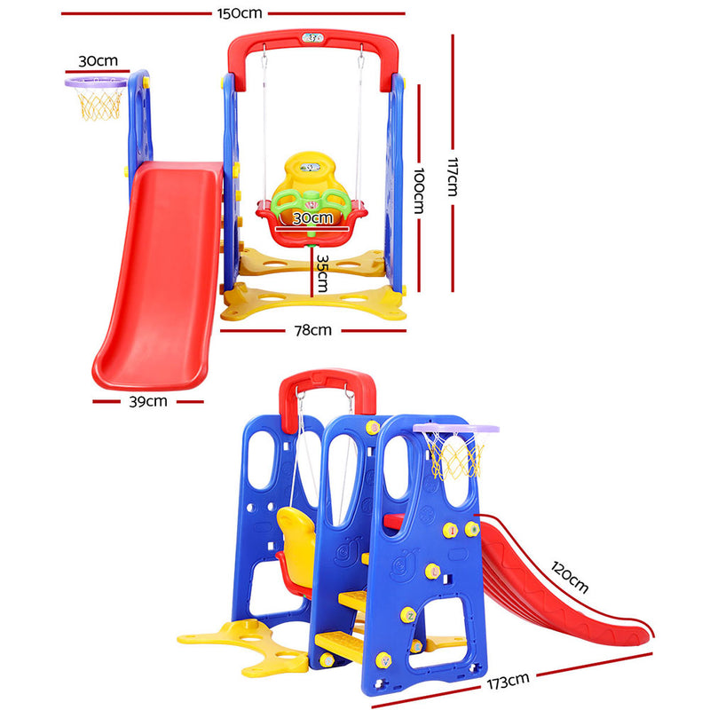 Slide & Swing Set with Basketball Hoop 1.20m