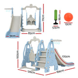 Slide & Swing Set with Basketball Hoop Indoor/Outdoor (Blue)