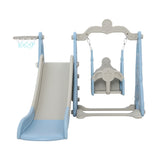 Slide & Swing Set with Basketball Hoop Indoor/Outdoor (Blue)