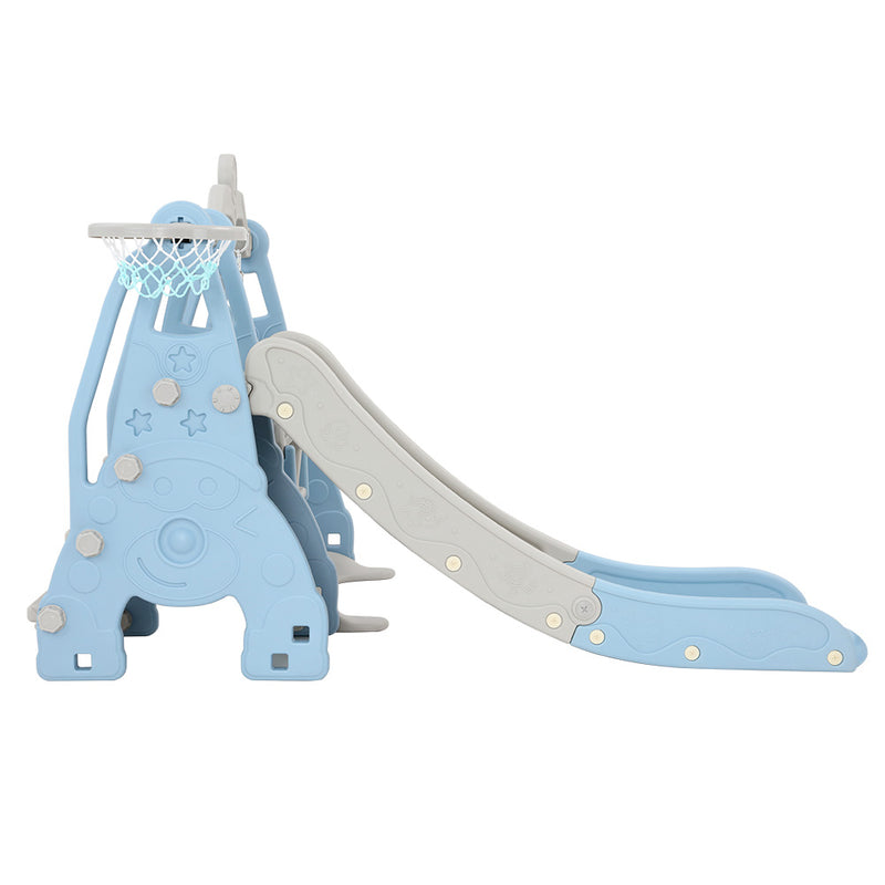 Slide & Swing Set with Basketball Hoop Indoor/Outdoor (Blue)