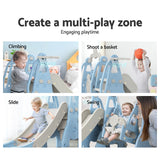 Slide & Swing Set with Basketball Hoop Indoor/Outdoor (Blue)