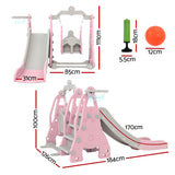 Slide & Swing Set with Basketball Hoop Indoor/Outdoor (Pink)