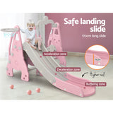 Slide & Swing Set with Basketball Hoop Indoor/Outdoor (Pink)