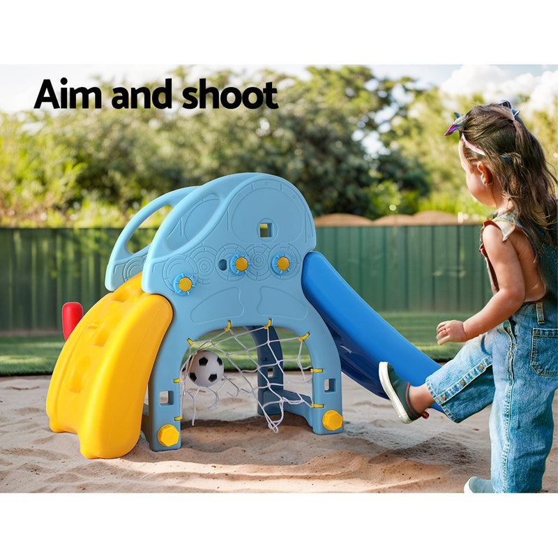 Kids Slide Set with Baseball Bat, Soccer Goal + Basketball Hoop