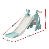 Kids Deer Slide Set with Basketball Hoop and Ring Toss Game 1.4m (Blue)