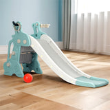 Kids Deer Slide Set with Basketball Hoop and Ring Toss Game 1.4m (Blue)