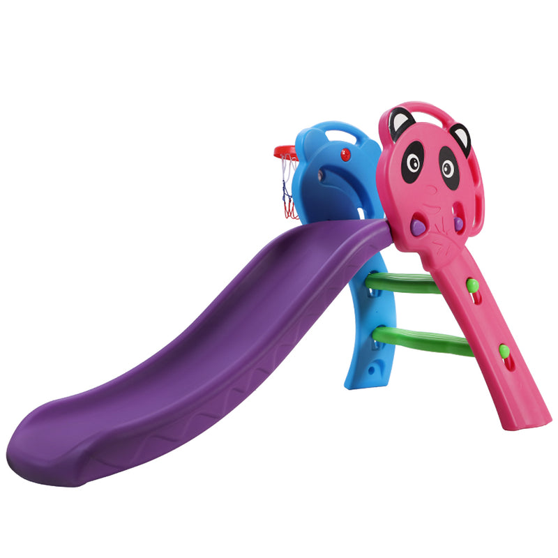 Panda Slide Set with Basketball Hoop Indoor Outdoor 1.0m (Blue/Purple)