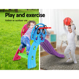 Panda Slide Set with Basketball Hoop Indoor Outdoor 1.0m (Blue/Purple)
