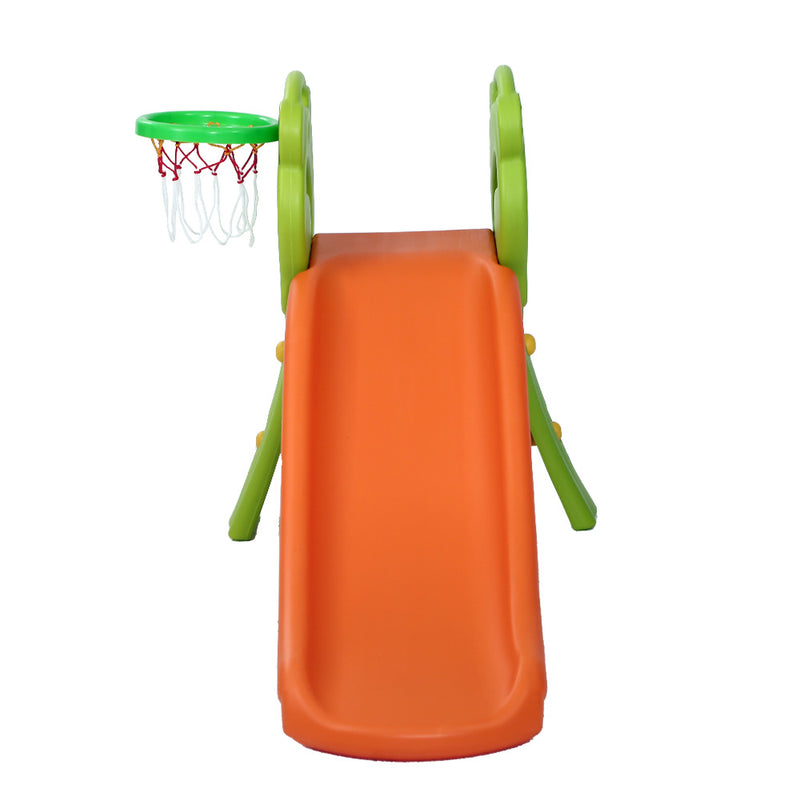 Panda Slide Set with Basketball Hoop Indoor Outdoor 1.0m (Green/Orange)