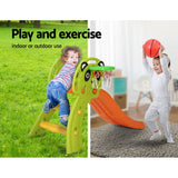 Panda Slide Set with Basketball Hoop Indoor Outdoor 1.0m (Green/Orange)