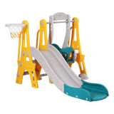 Kids Slide & Adjustable Swing Set with Basketball Hoop (Green)