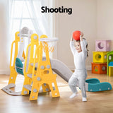 Kids Slide & Adjustable Swing Set with Basketball Hoop (Green)