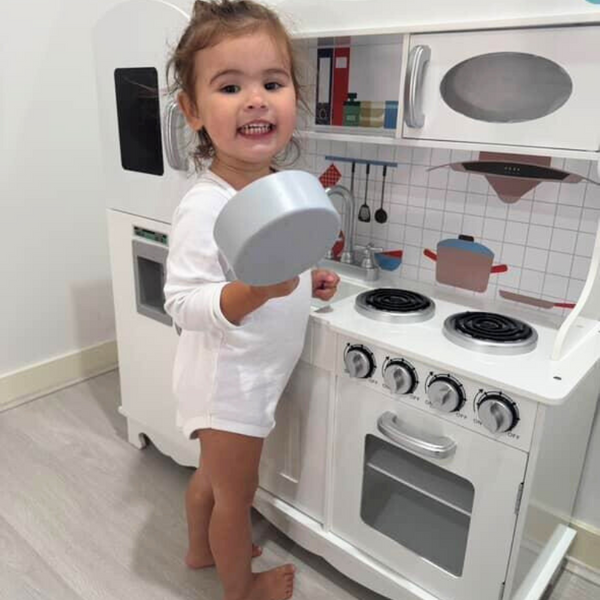 Kids Apartment-Style Wooden Kitchen Play Set with Appliances