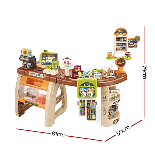 Kids Pretend Convenience Store Checkout with Cash Register, Coffee Machine and Accessories