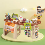 Kids Pretend Convenience Store Checkout with Cash Register, Coffee Machine and Accessories