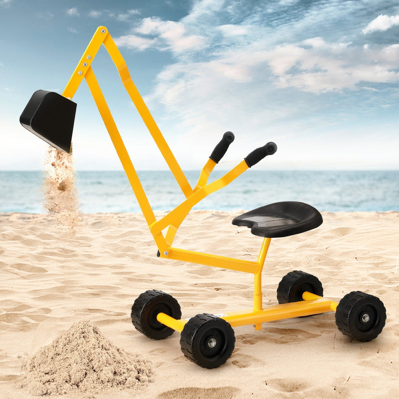 Kids Sandpit Digger with Rotating Seat (Yellow)