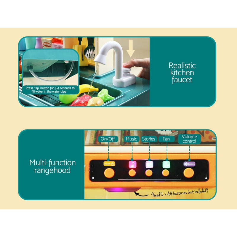 Kids Pretend Stand Up Cooking Station with Steam and Light Cooking Functions
