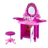 Kids Pretend Makeup Vanity Station with Mirror, Princess Stool, Jewellery Boxes and Accessories
