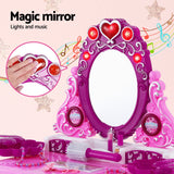 Kids Pretend Makeup Vanity Station with Mirror, Princess Stool, Jewellery Boxes and Accessories