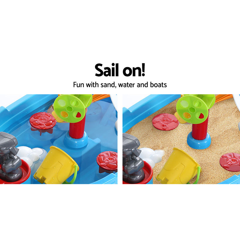 Kids Boat-Themed Water Table Sandpit Playset