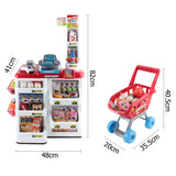 Kids Pretend Supermarket Checkout with Scanner, Cash Register, Trolley and Products