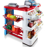 Kids Pretend Supermarket Checkout with Scanner, Cash Register, Trolley and Products